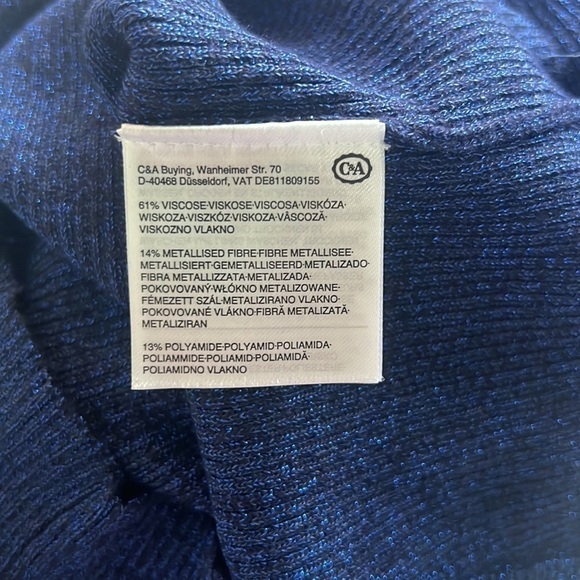 Clockhouse Blue Glittery Open Shoulder Stretchy Sweater Size M - Picture 10 of 15